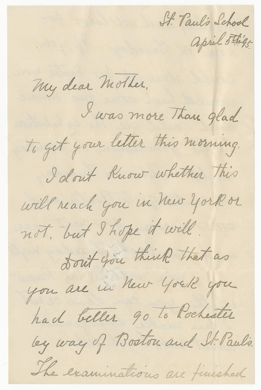 Letter from J.G. Averell to Emily Sibley Watson, April 5, 1895