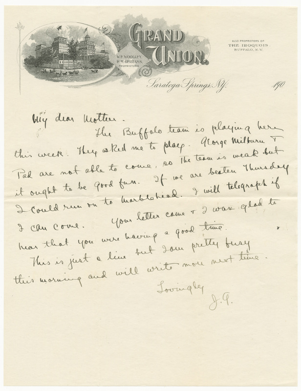 Letter from James G. Averell to Emily Sibley Watson, August 4, 1903