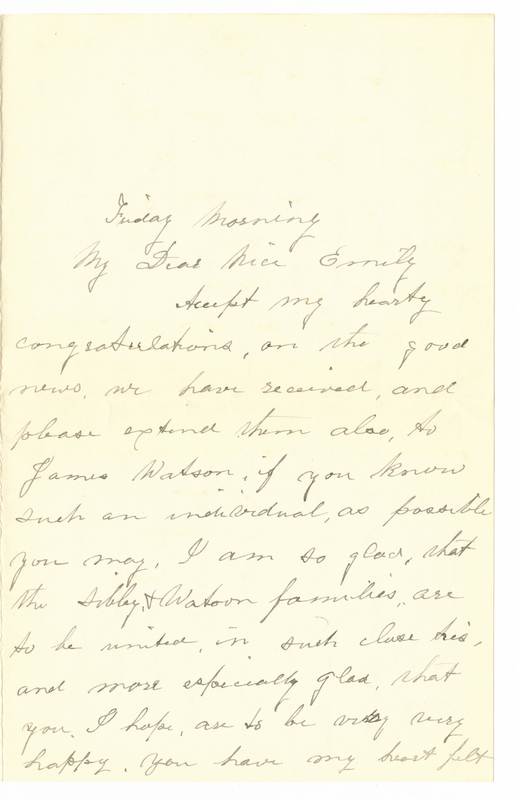 Letter from Harriet Amelia Tinker Tyler to Emily Sibley Watson, March 6, 1891