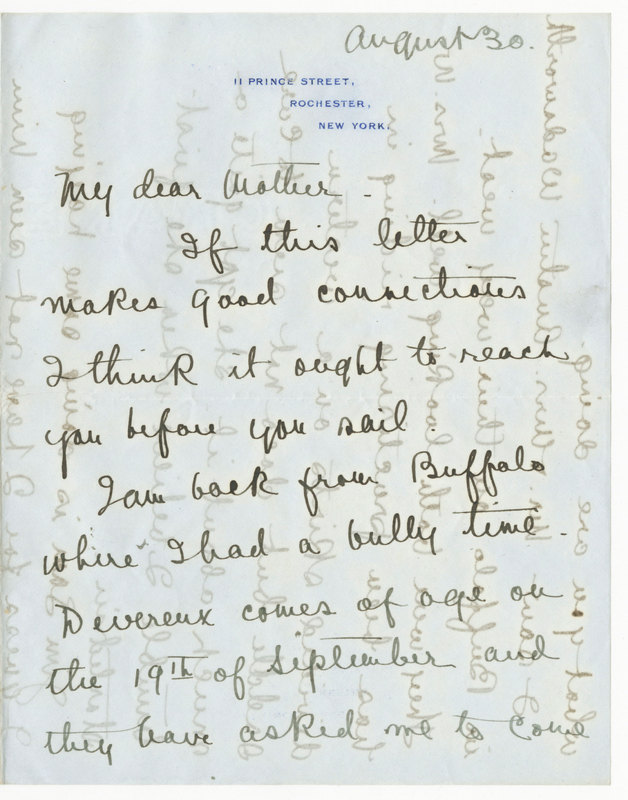 Letter from James G. Averell to Emily Sibley Watson, August 30, 1902