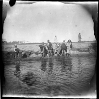Group wading into the Nile, Egypt, 1892