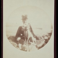 Unidentified woman with dog, Santa Barbara, CA
