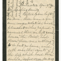 Letter from Elizabeth Maria Tinker Sibley to Emily Sibley Watson, April 9th, 1891