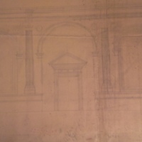 Detail of measured drawing of the Tempio Malatestiano in Rimini, Italy