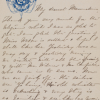 Letter from Emily Sibley Watson to her mother, Elizabeth Maria Tinker Sibley, November 26, 1892