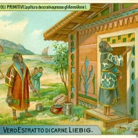 3302. La pittura decorativa presso gli Ainos - Asia (Vero Estratto di Carne Liebig)