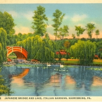 2805. Japanese bridge and lake, Italian Gardens, Harrisburg, PA.