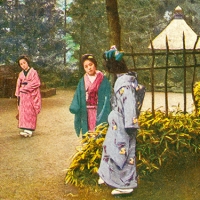 1663. Yokohama, Japan. Dancing Girls Out Walking in the Park (No. 269)