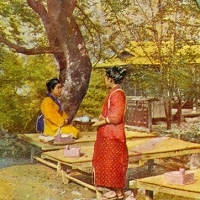1668. Kyoto, Japan. Ladies Taking Tea under the Maples on Takao River (No. 611)