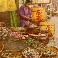 1674. Yokohama, Japan. Shell Fish Dealer's Stand (No. 629)