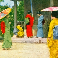 1696. Japanese Maidens Worshipping at their Shrine, Tokyo (No. 673)
