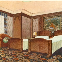 3465. M.S. Asama maru, The Bed-Room of the Suite De Luxe (N.Y.K. Line)