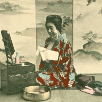 2122. O-koto-san at her morning toilet